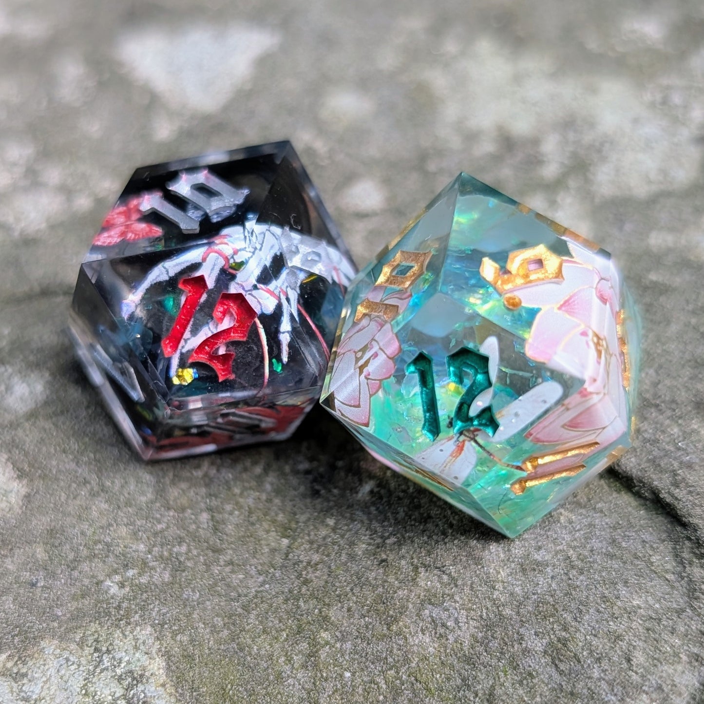 Forgotten Souls and Peaceful Lotus, A DaggerHeart Hope and Fear D12 Pair
