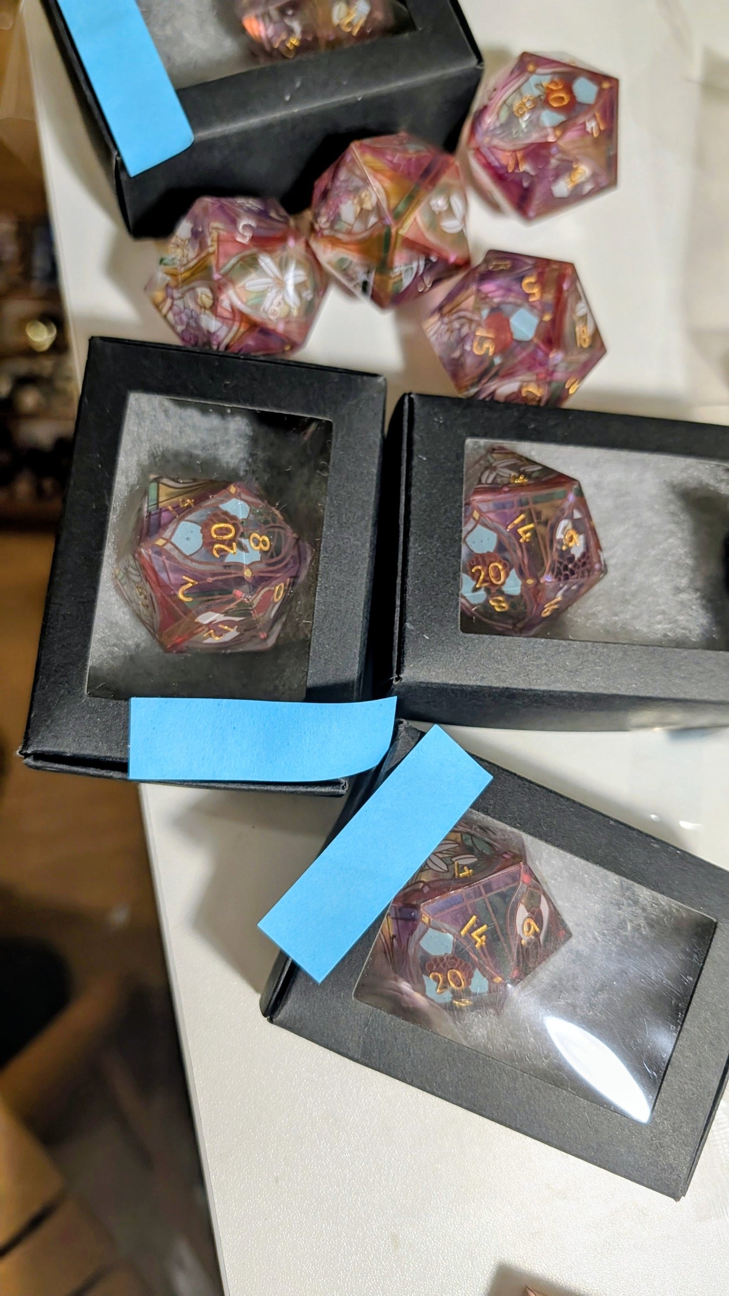 Minor Flawed 35mm Chonk Stained Glass Flowers