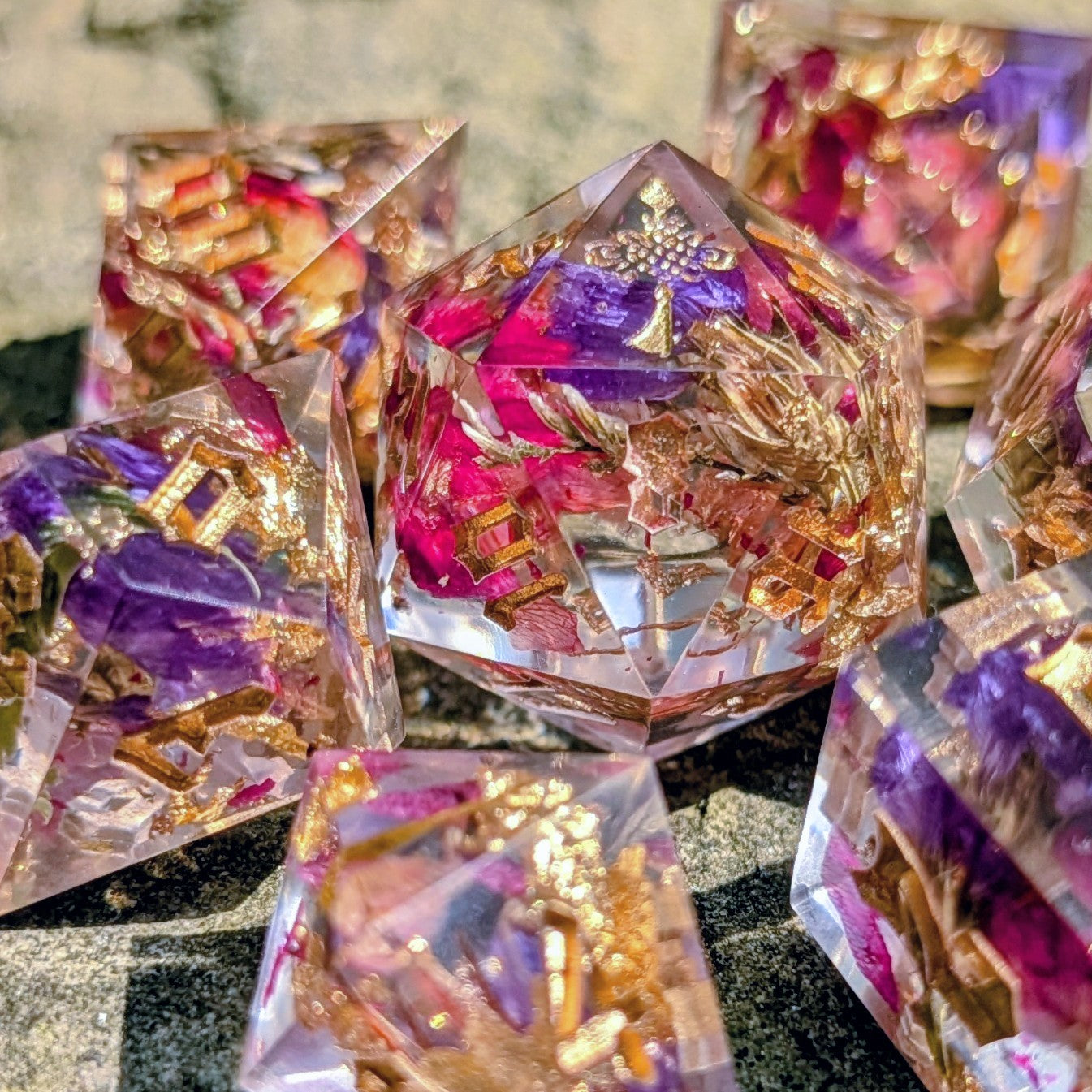 Amethyst Garden Bloom 7pc Dice Set Alt Shape