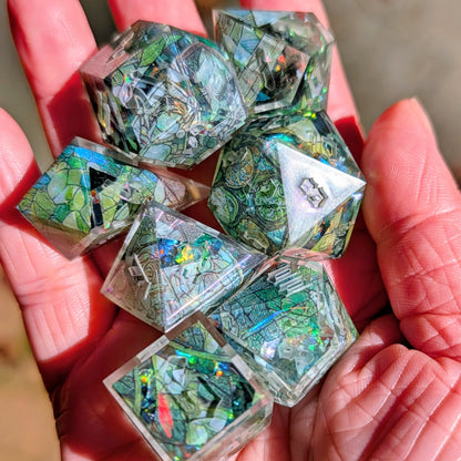 Fragmented Fae Cathedral Alt Shaped 7pc Dice Set