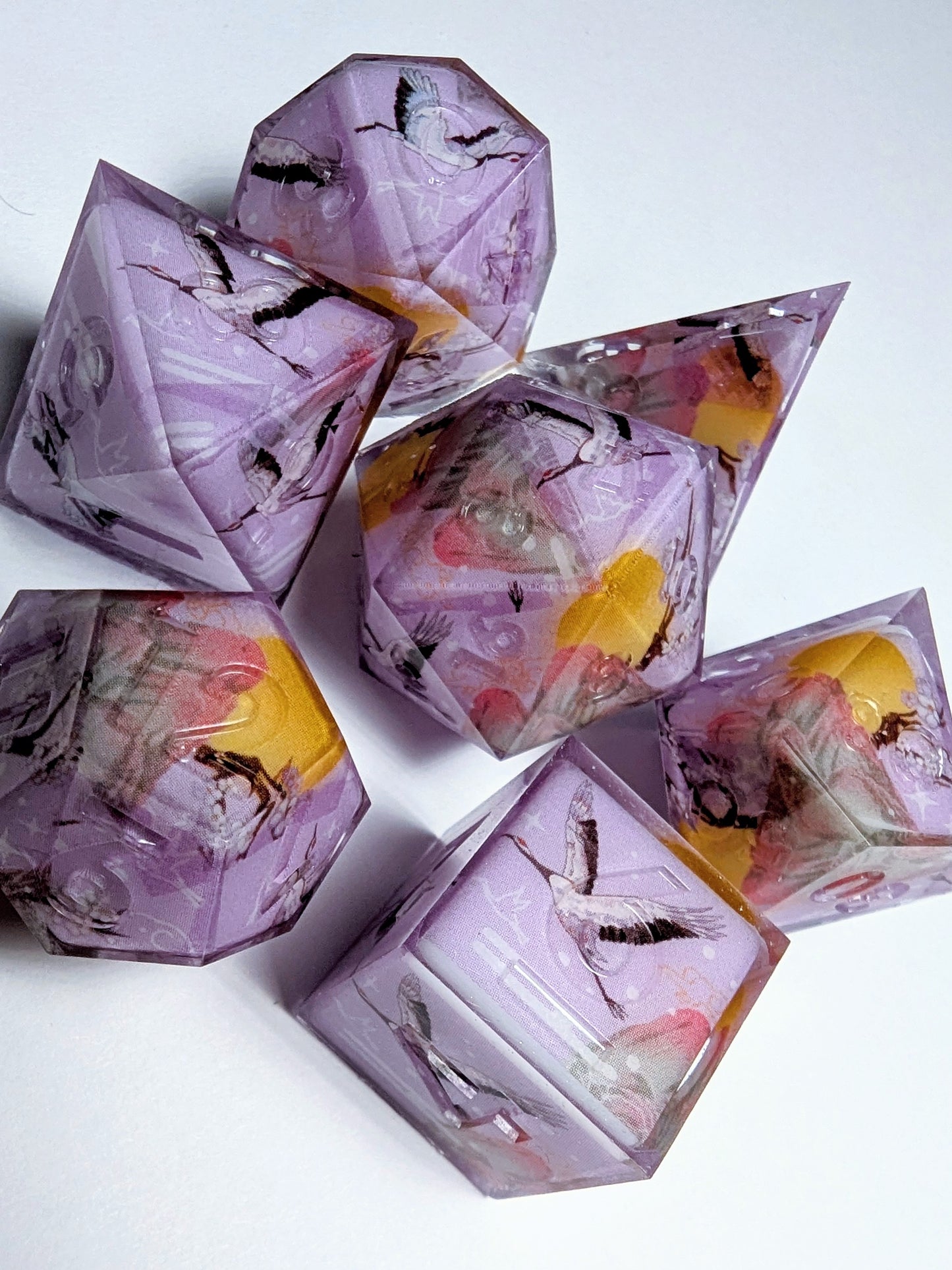 Purple Crane Over Sunrise Washi Tape Dice Set