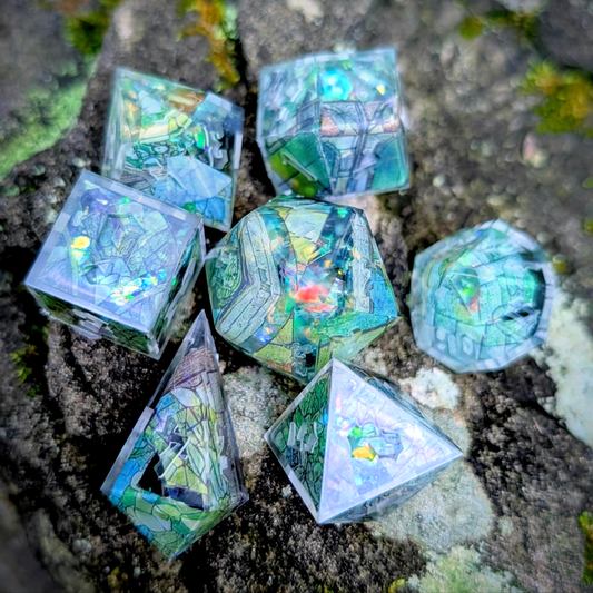 Fragmented Fae Cathedral Alt Shaped 7pc Dice Set