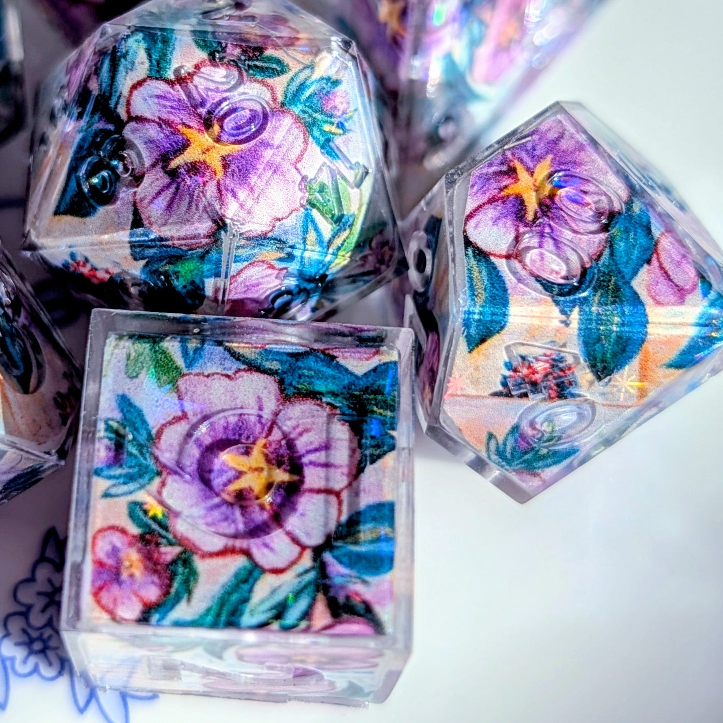 Sparkle Purple Flower Washi Tape Dice Set