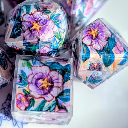 Sparkle Purple Flower Washi Tape Dice Set