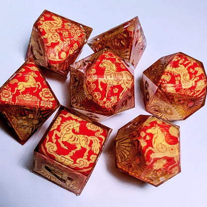 Red Papercut Horse Washi Tape Dice Set
