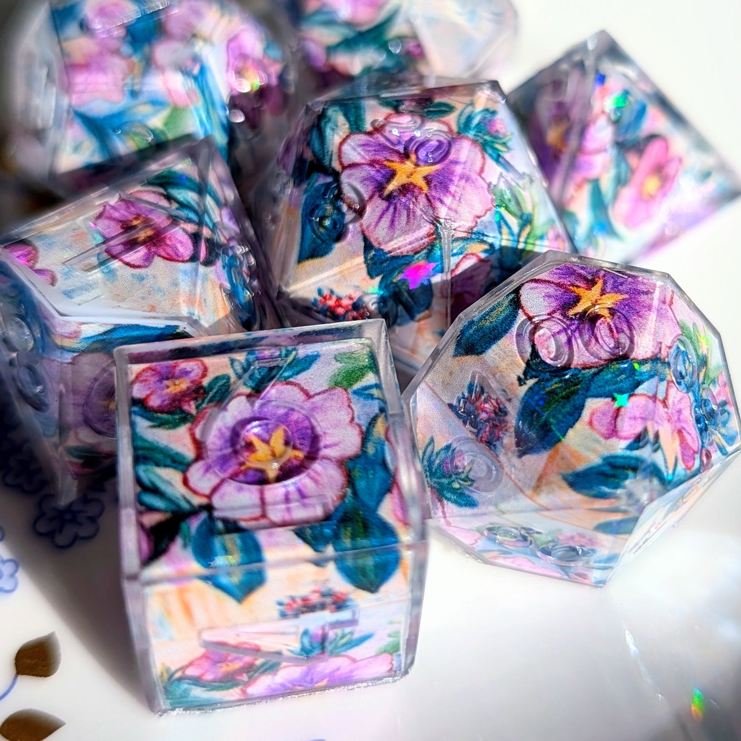 Sparkle Purple Flower Washi Tape Dice Set