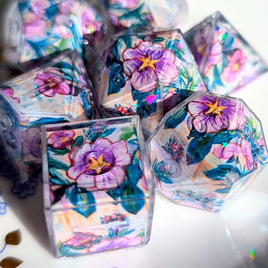 Sparkle Purple Flower Washi Tape Dice Set