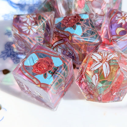Stained Glass Flower Clear Inner Washi Tape Dice 7pc Set