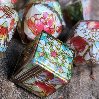 Red Tulips Stained Glass Washi Tape Dice Set