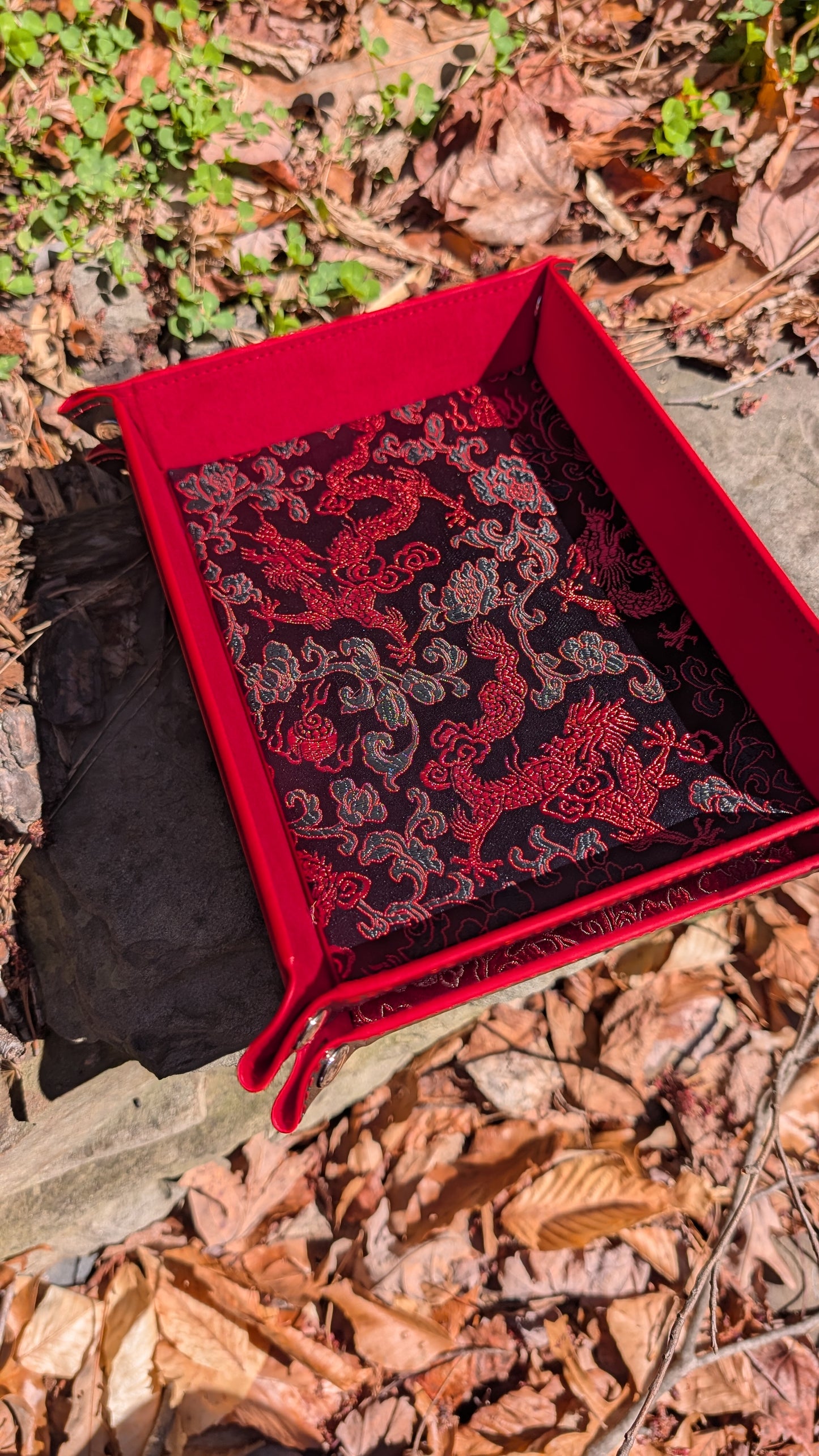 Velvet Black and Red Dragon Dice Tray