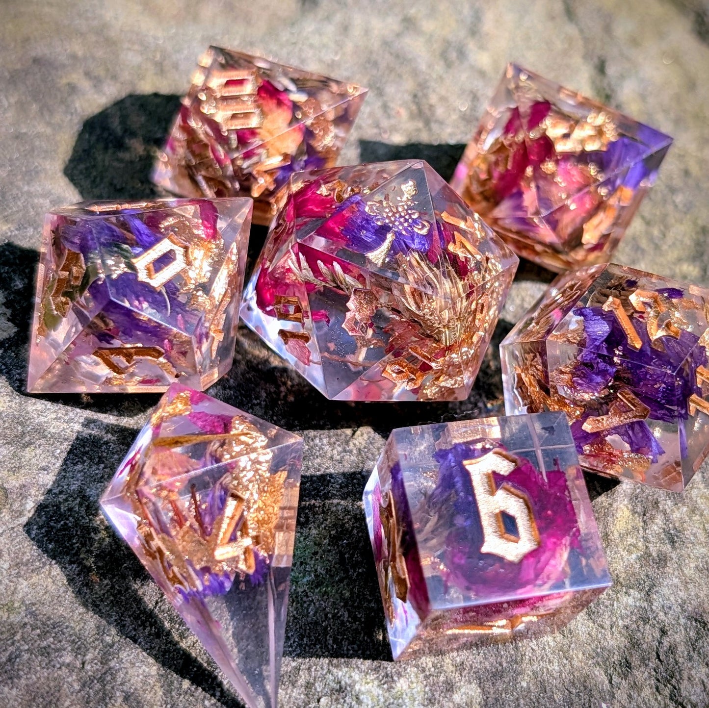 Amethyst Garden Bloom 7pc Dice Set Alt Shape