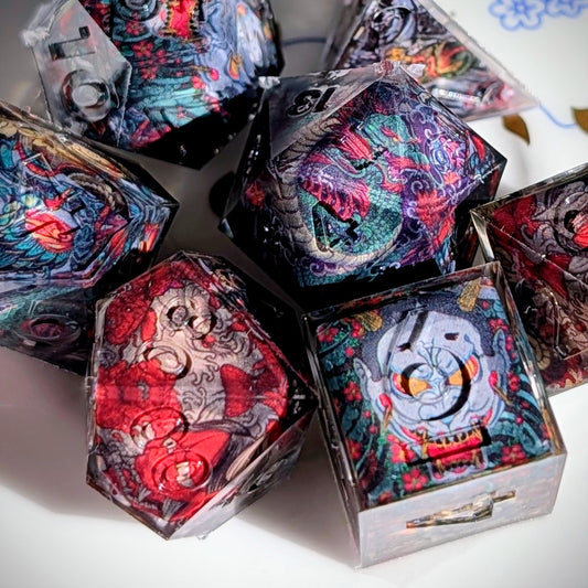 Dark Oni and Dragon Washi Tape Dice Set