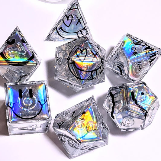 Iridescent Smiley Face Washi Tape Dice Set