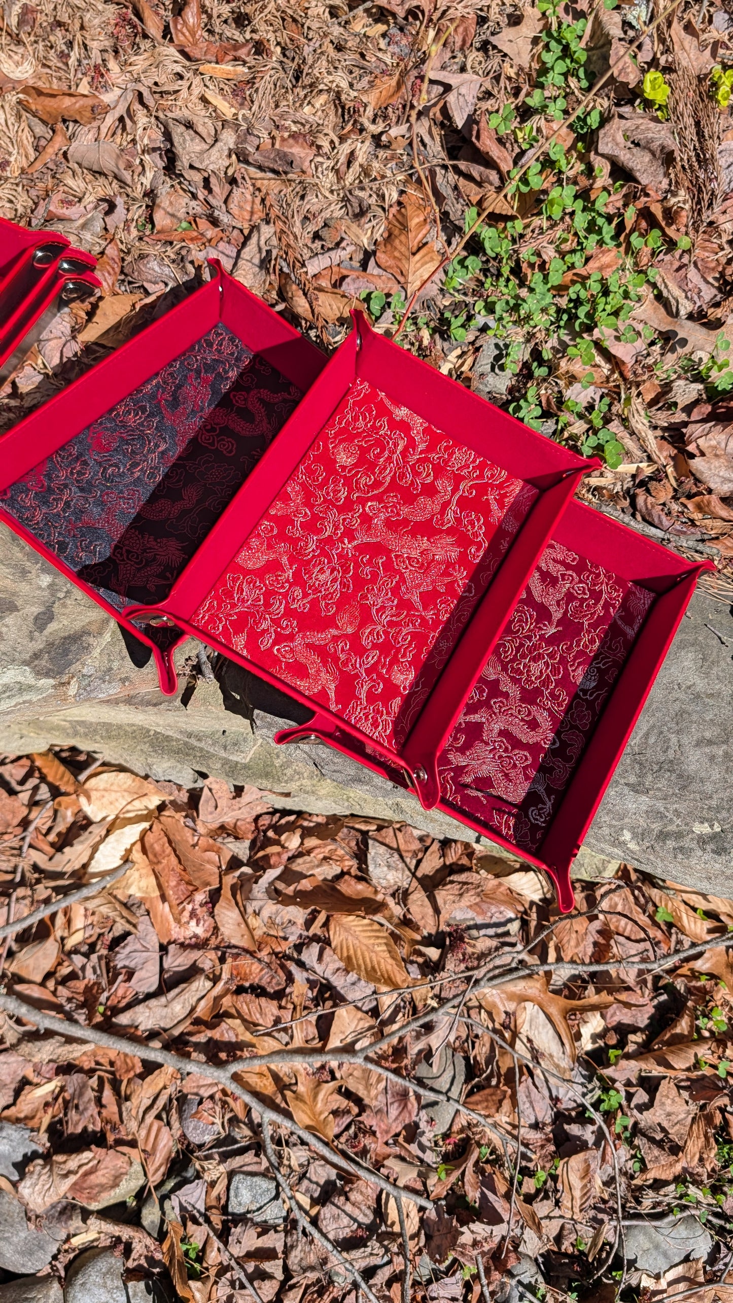 Velvet Burgundy Gold Dragon Dice Tray