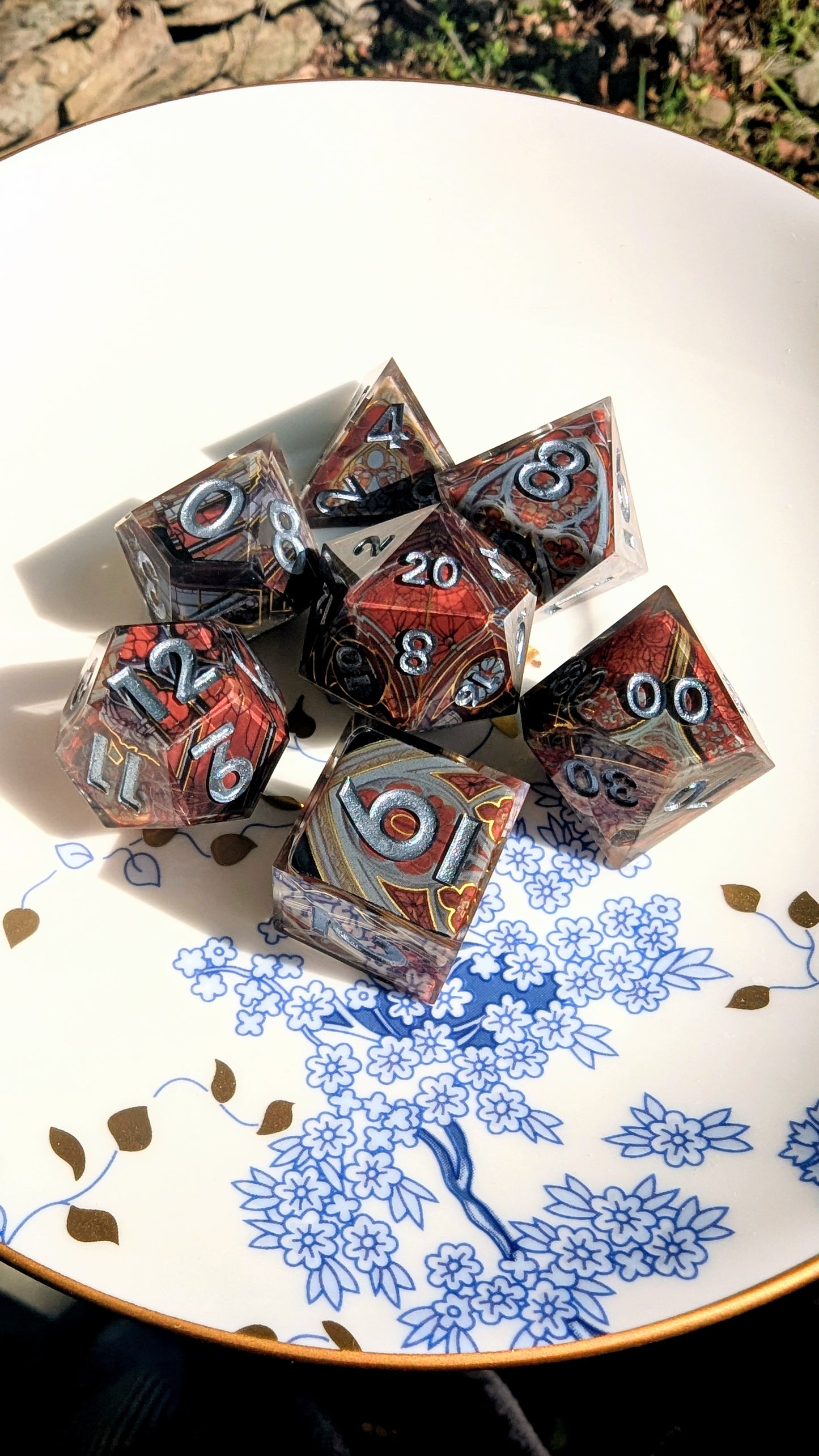 Stained Glass Gothic Cathedral in Dark Red Washi Tape Dice Set