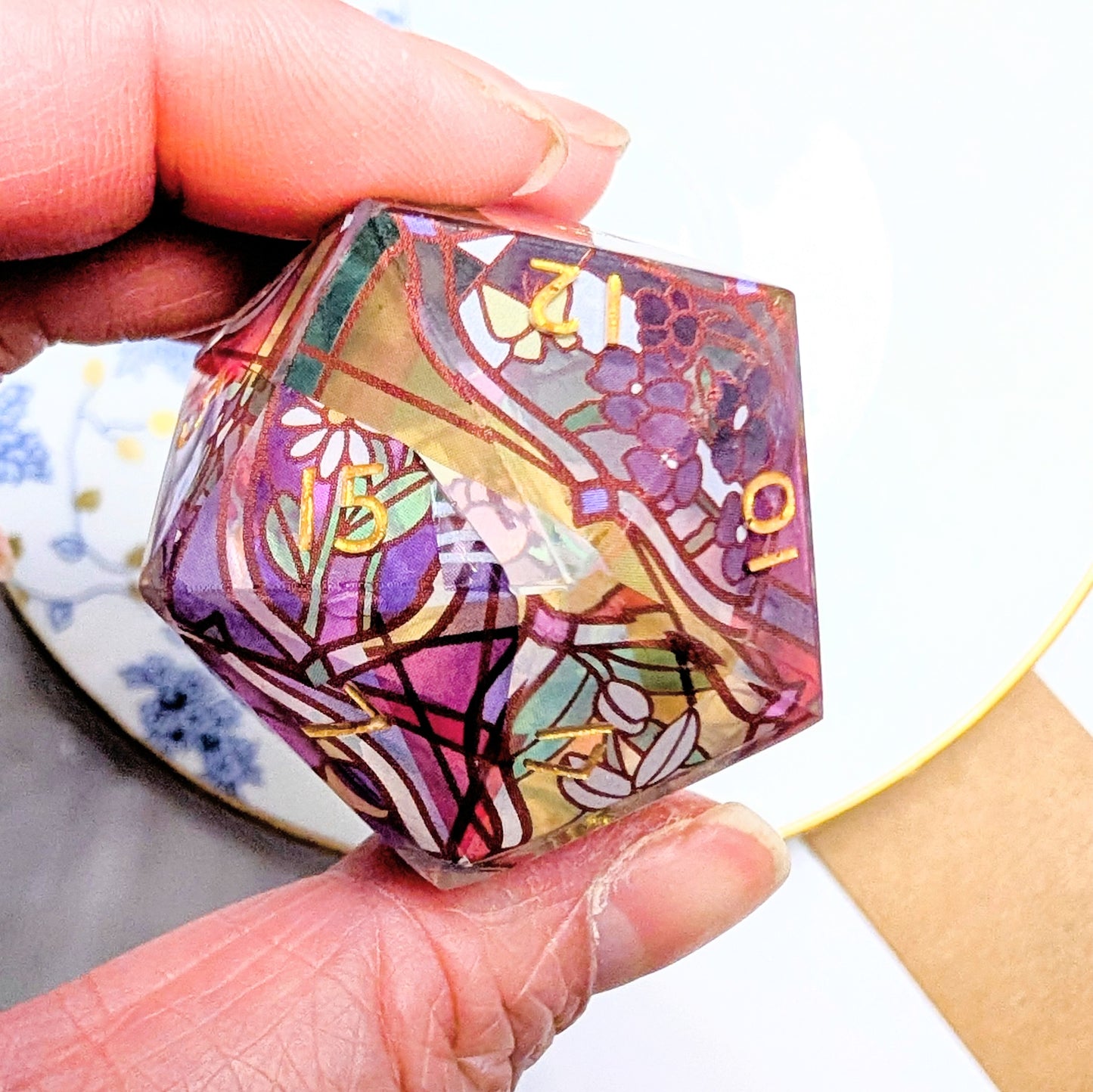 Minor Flawed 35mm Chonk Stained Glass Flowers