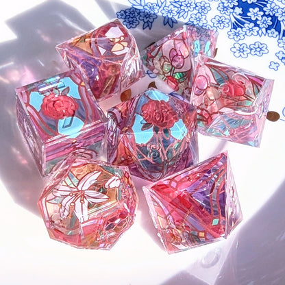 Stained Glass Flower Clear Inner Washi Tape Dice 7pc Set