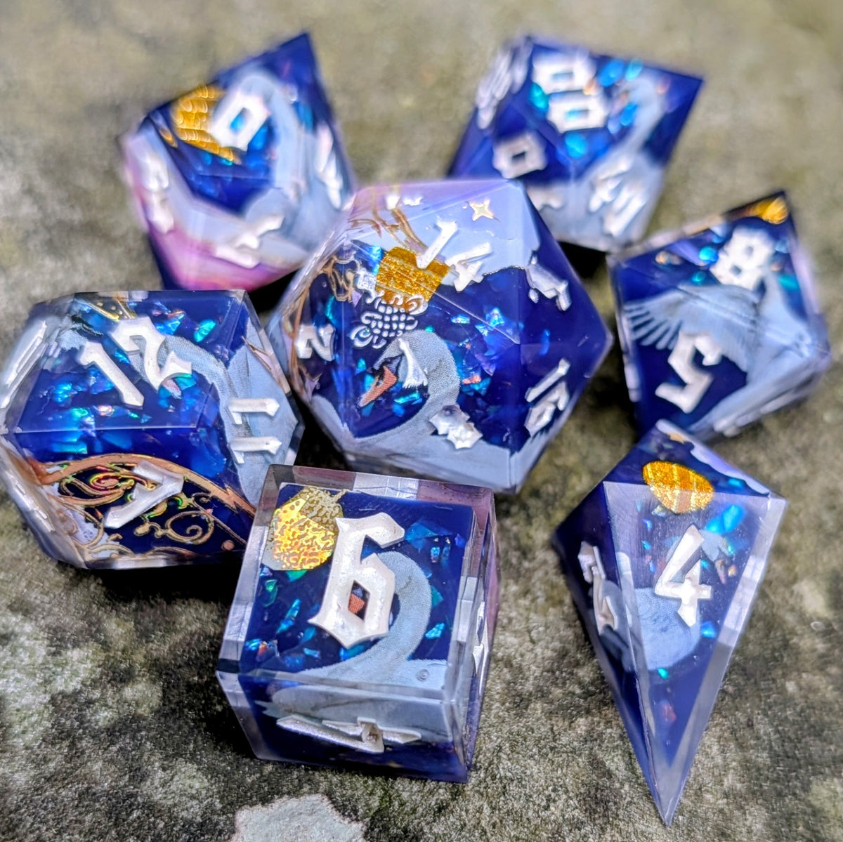 Swan Lake in Space Alt Shaped 7pc Dice Set