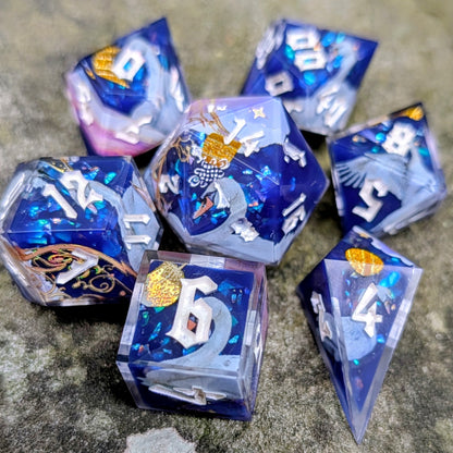 Swan Lake in Space Alt Shaped 7pc Dice Set