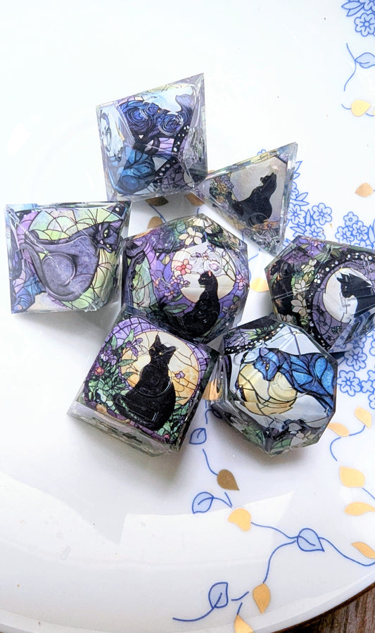 Stained Glass Cat Washi Tape Dice Set