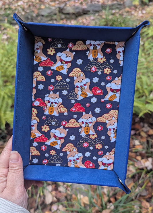 Blue Lucky Dog Velvet Dice Tray