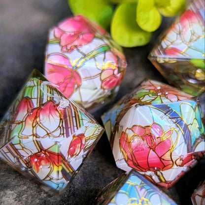 Red Tulips Stained Glass Washi Tape Dice Set