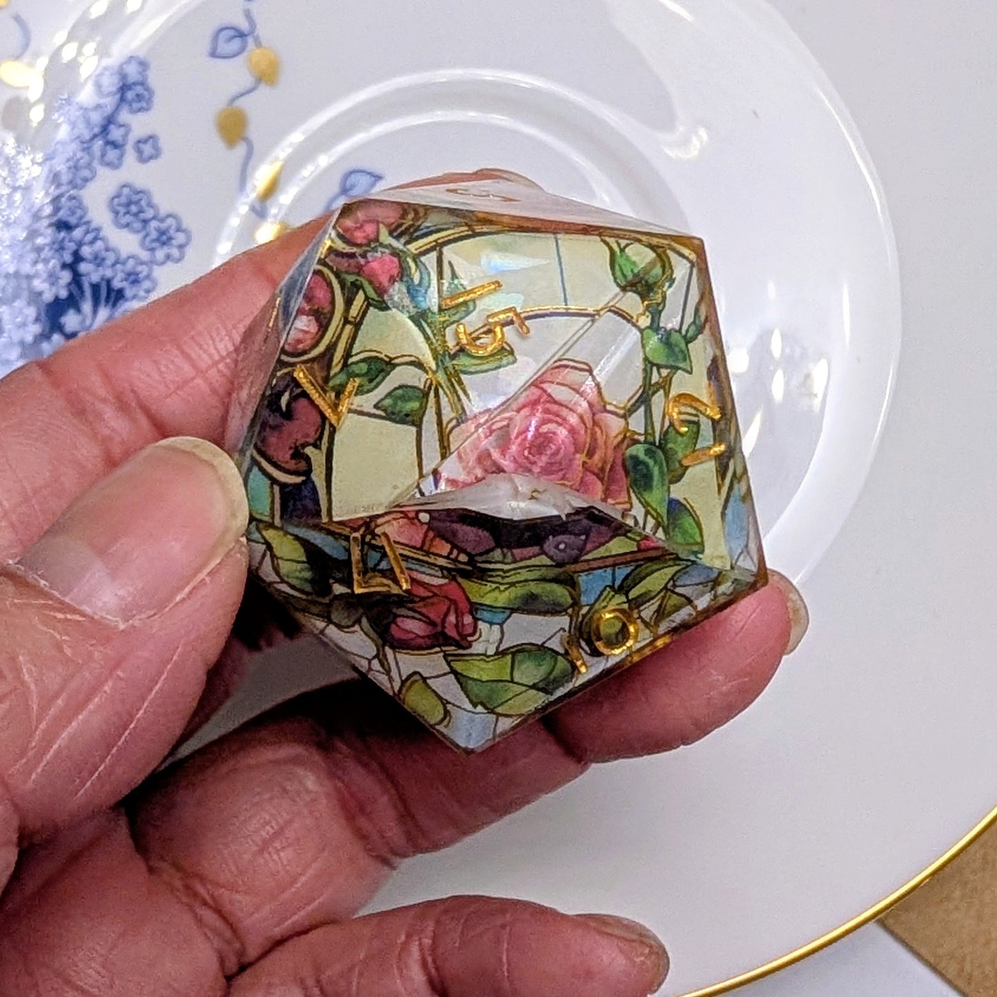 Minor Flawed 35mm Chonk Stained Glass Rose