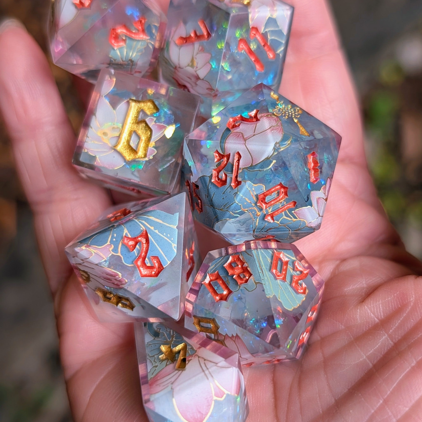 Lotus Reflection Dice Set with Alt Shapes