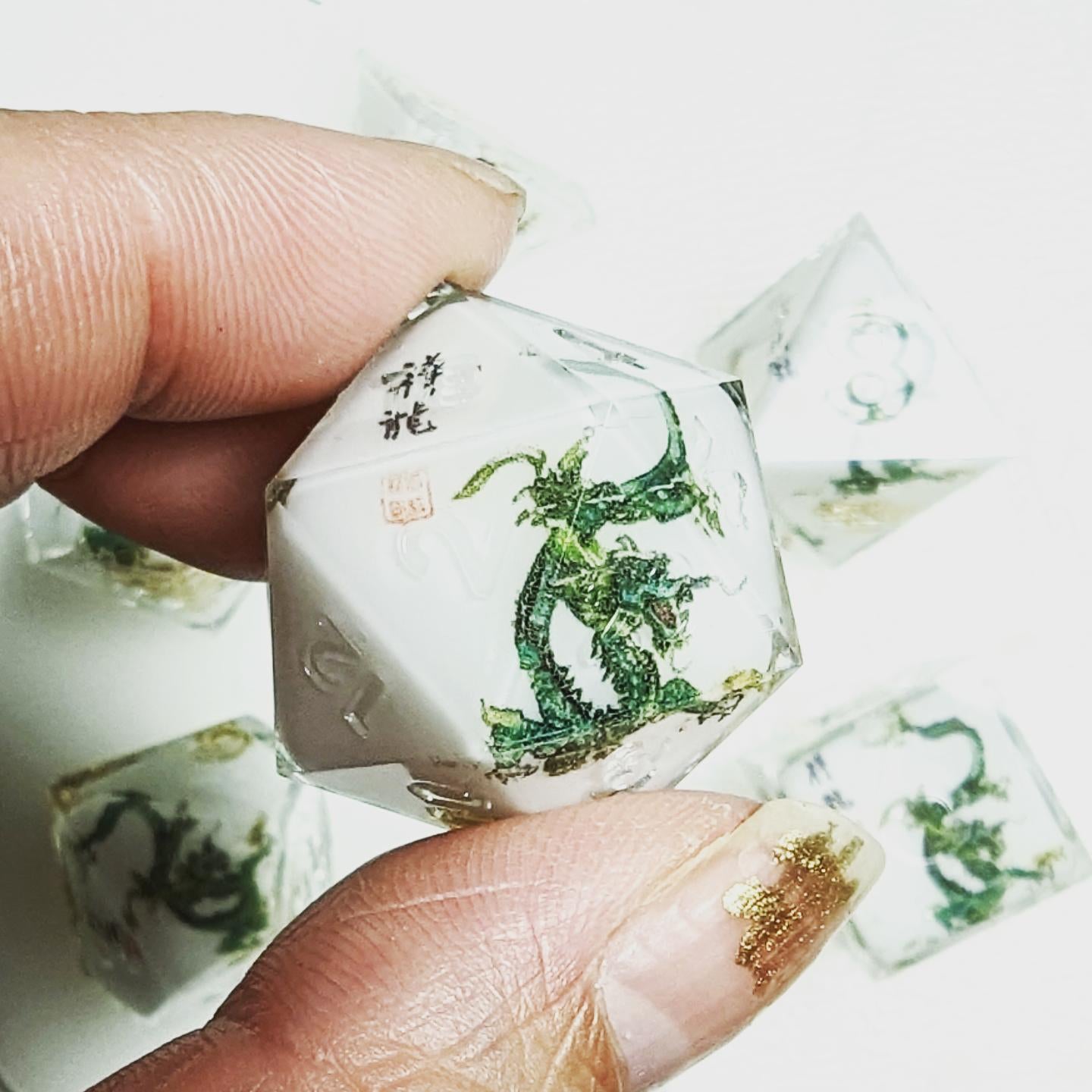 Chinesse Dragon Painting Dice Set