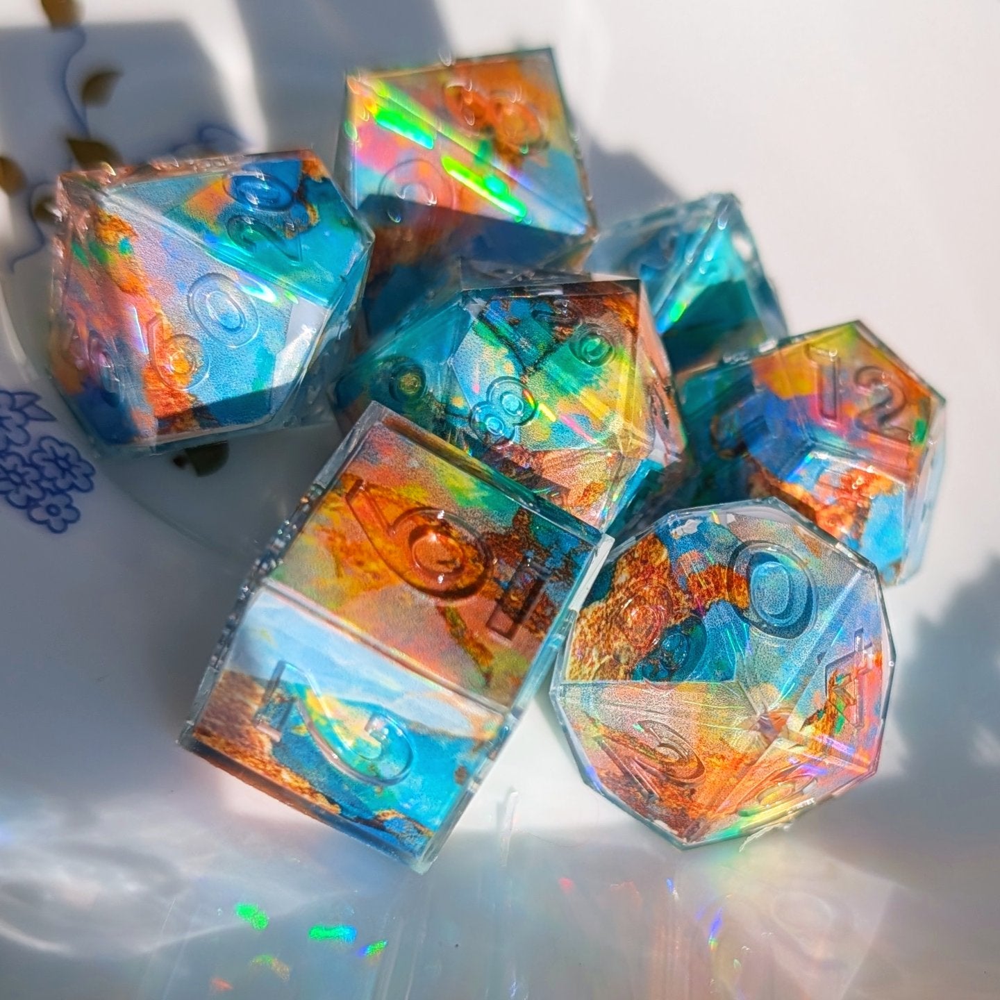 Fire Opal Inspired Washi Tape Dice Set