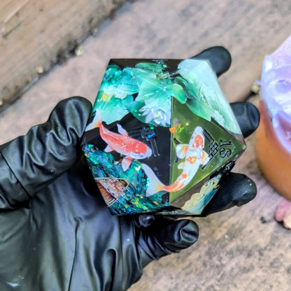 Dark Koi Pond Magic 55mm Kanji Chonk D20
