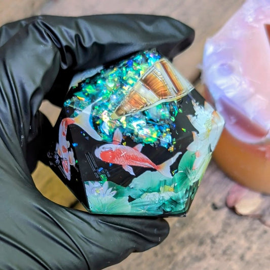 Dark Koi Pond Magic 55mm Kanji Chonk D20