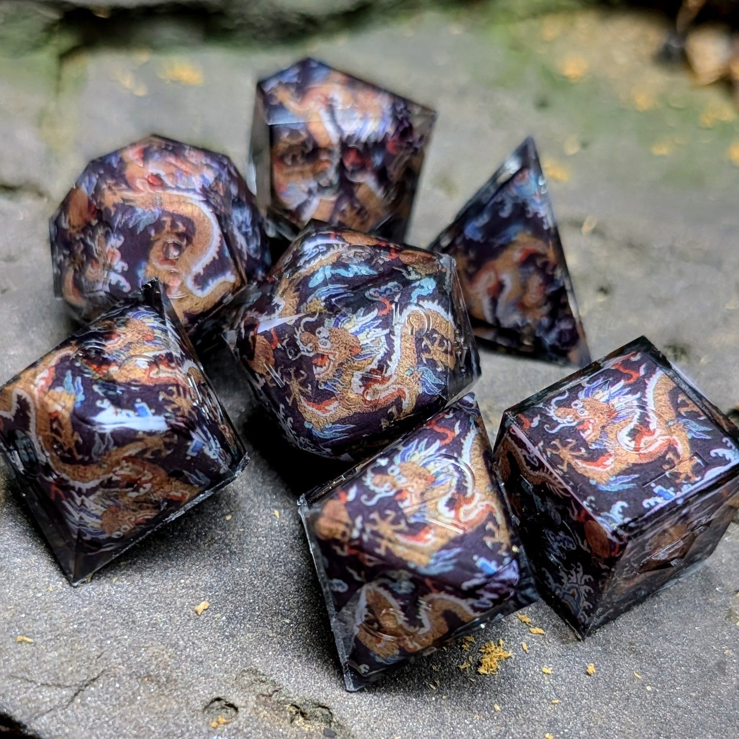 Black Dragon Washi Tape 7pc Dice Set