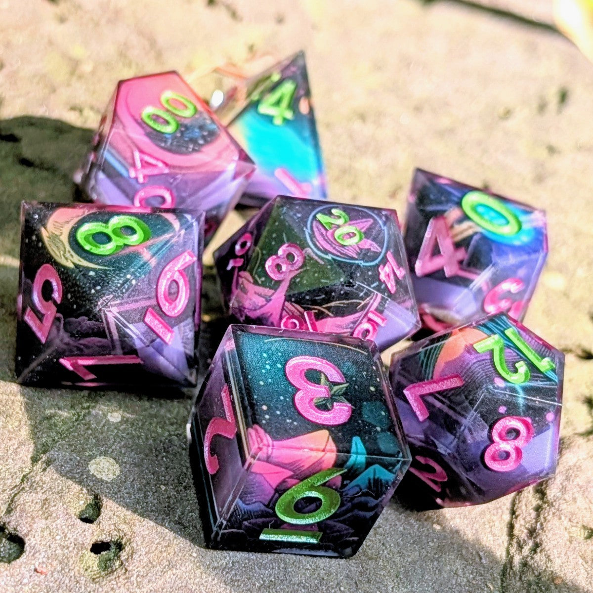 Cosmic Rainbow Moon Washi Tape Dice Set