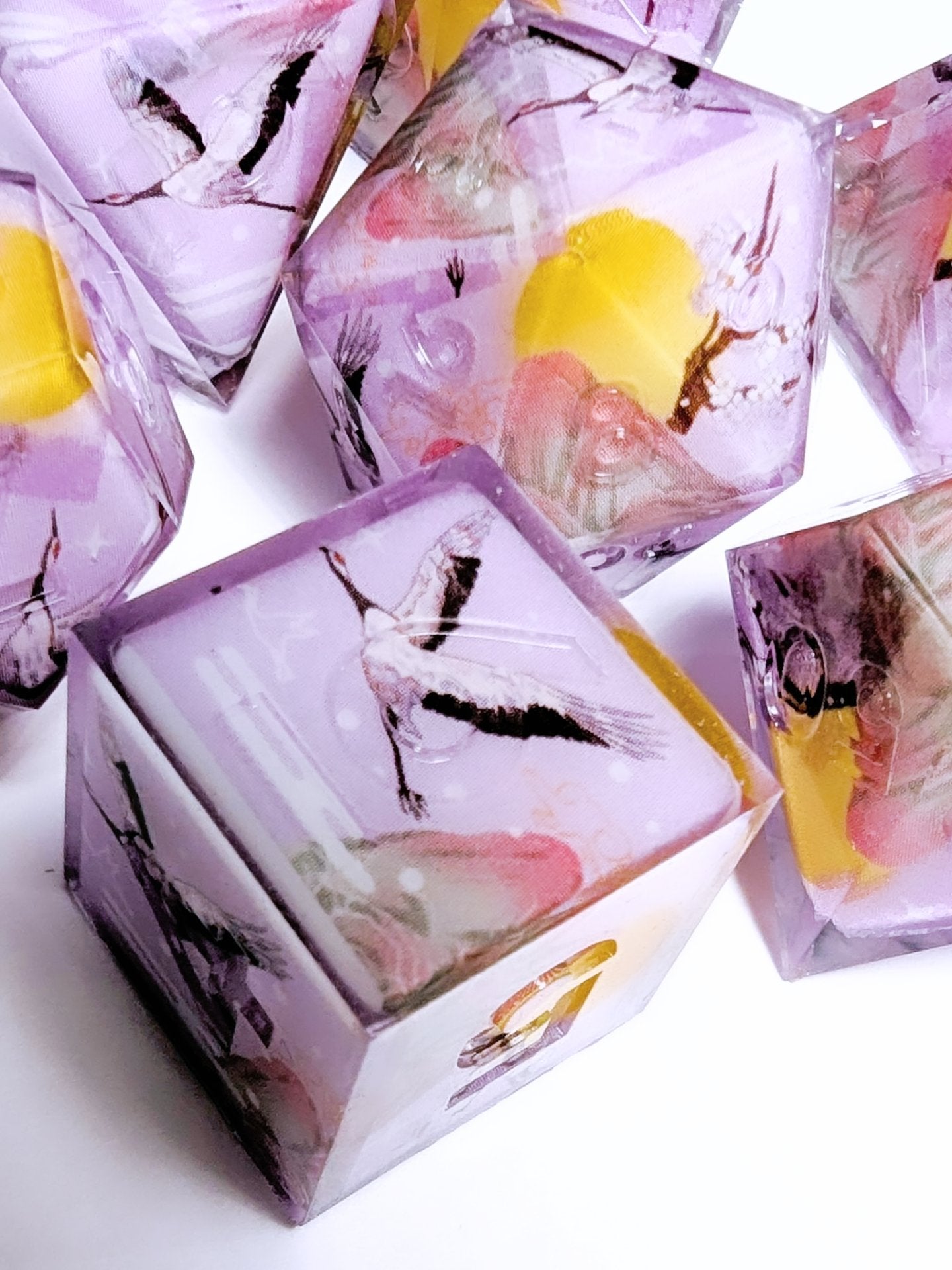 Purple Crane Over Sunrise Washi Tape Dice Set