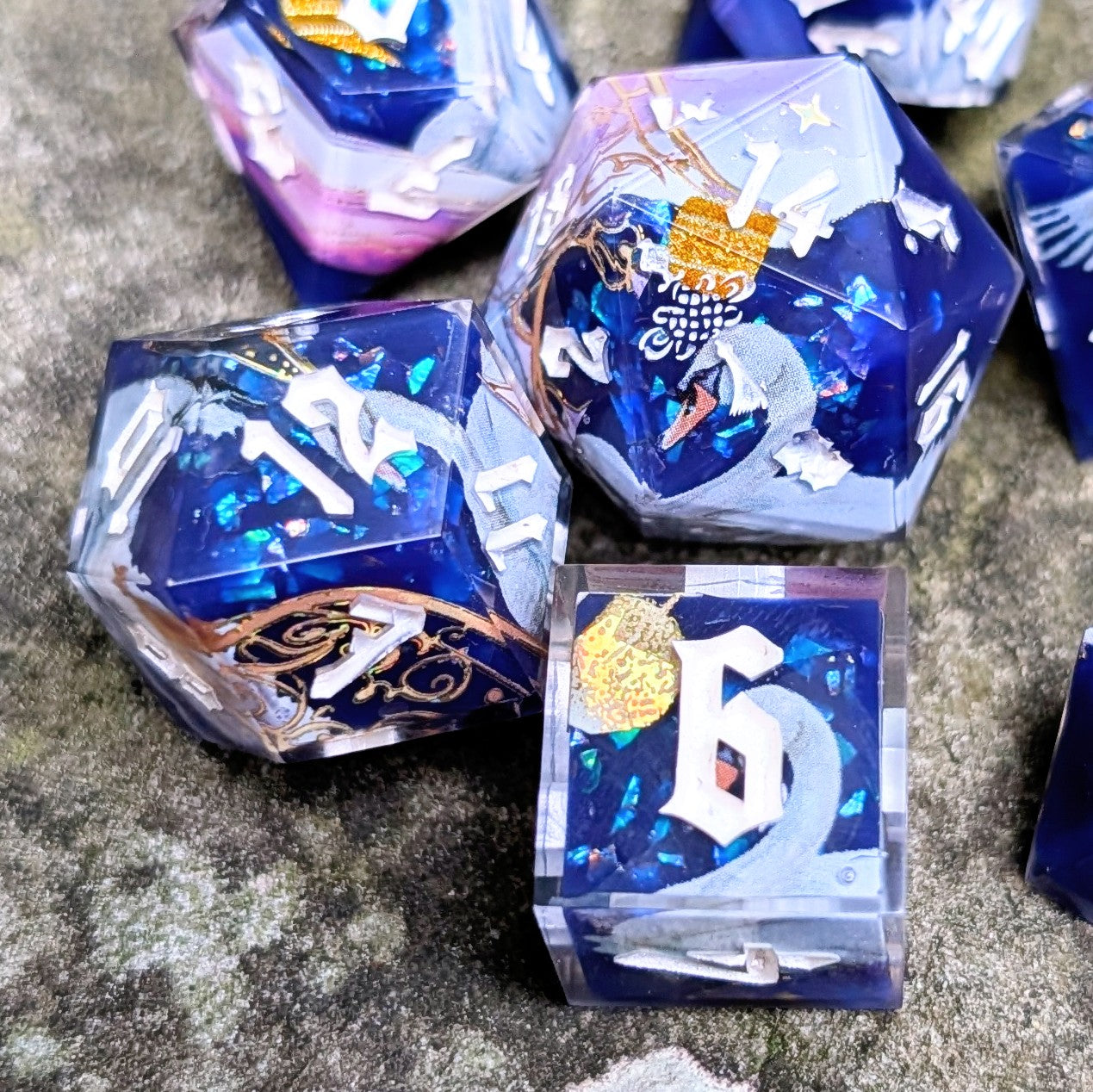 Swan Lake in Space Alt Shaped 7pc Dice Set