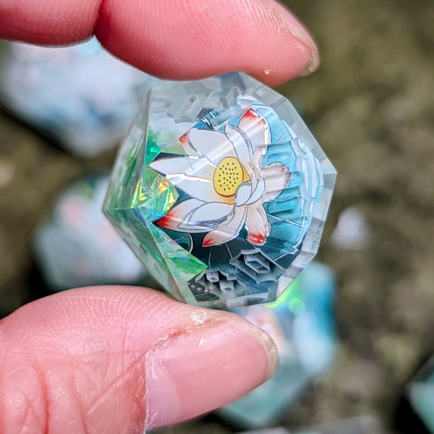 Koi Lotus Shimmer Alt Shaped 7pc Dice Set