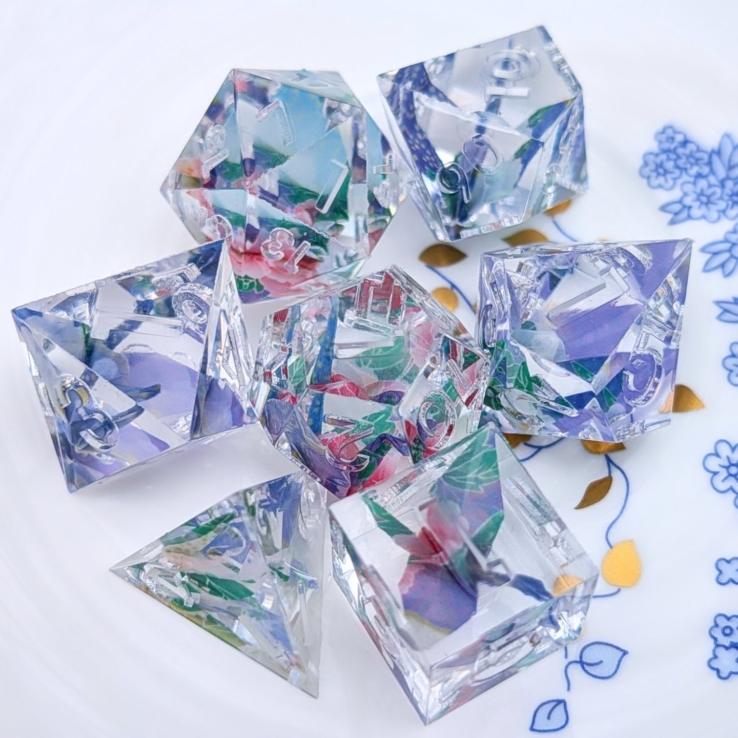 Origami Crane Purple Oasis Dice Set