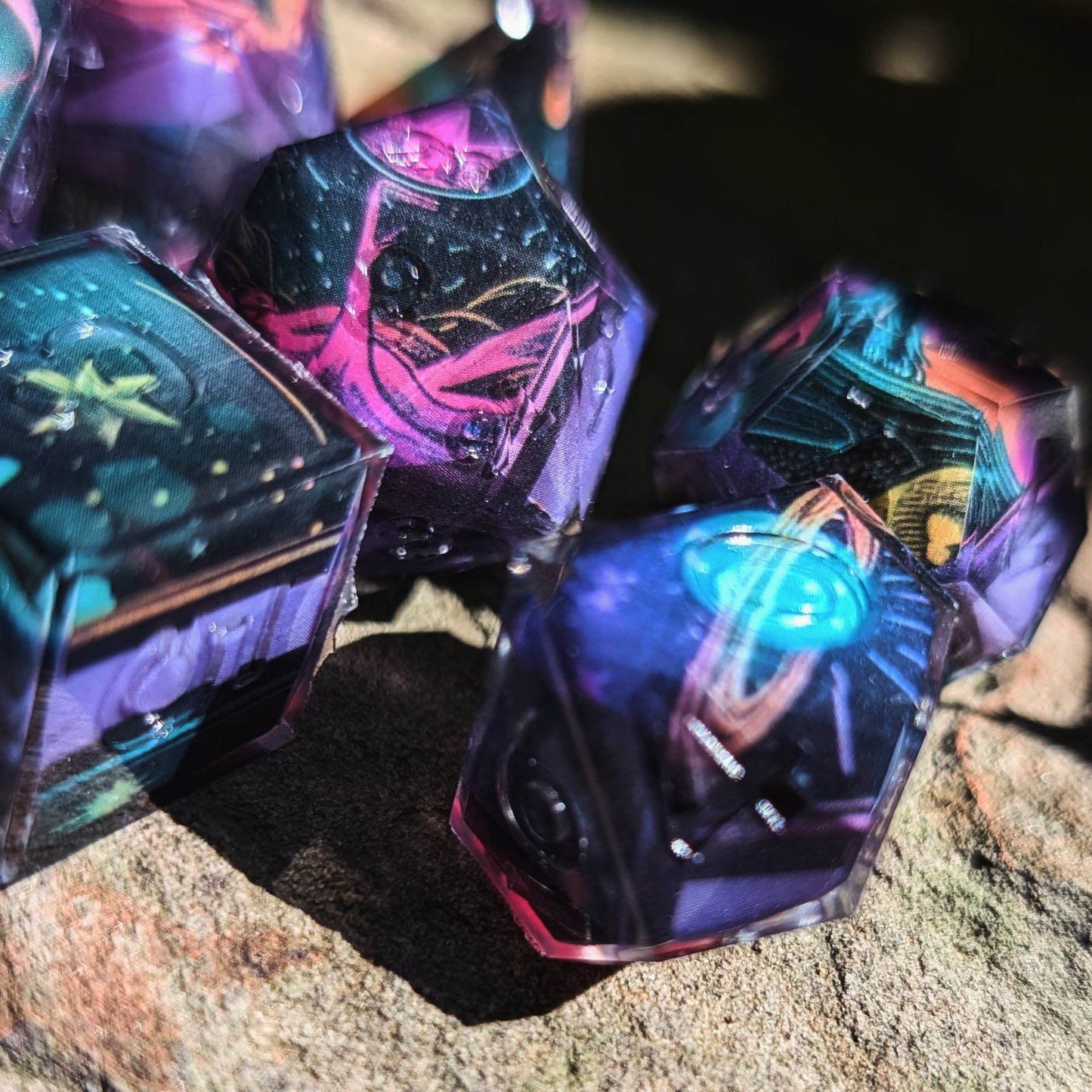 Cosmic Rainbow Moon Washi Tape Dice Set