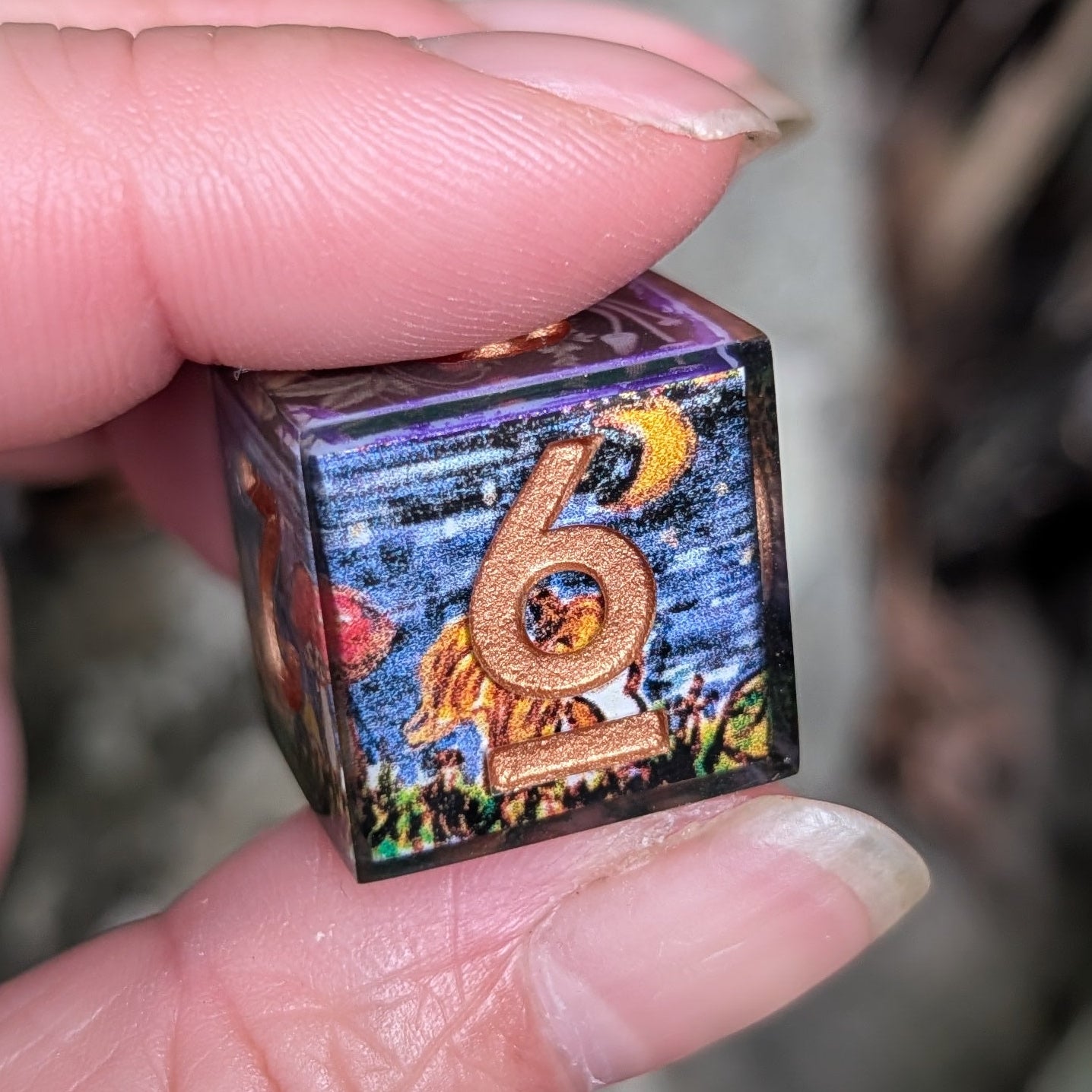 Squirrel and Mushroom 7pc Dice Set with Original Art