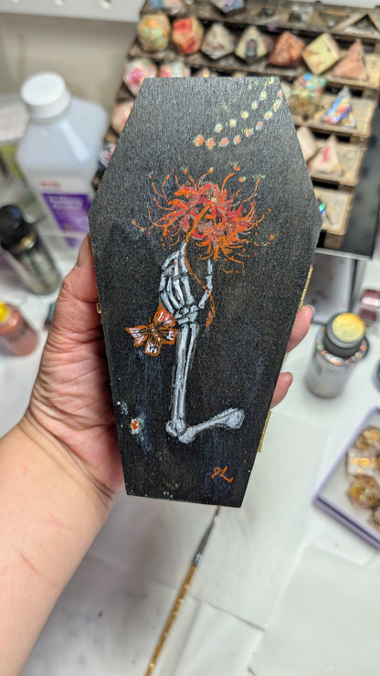 Handmade Gothic Coffin Black Dragon Dice Vault / Mini Dice Tray