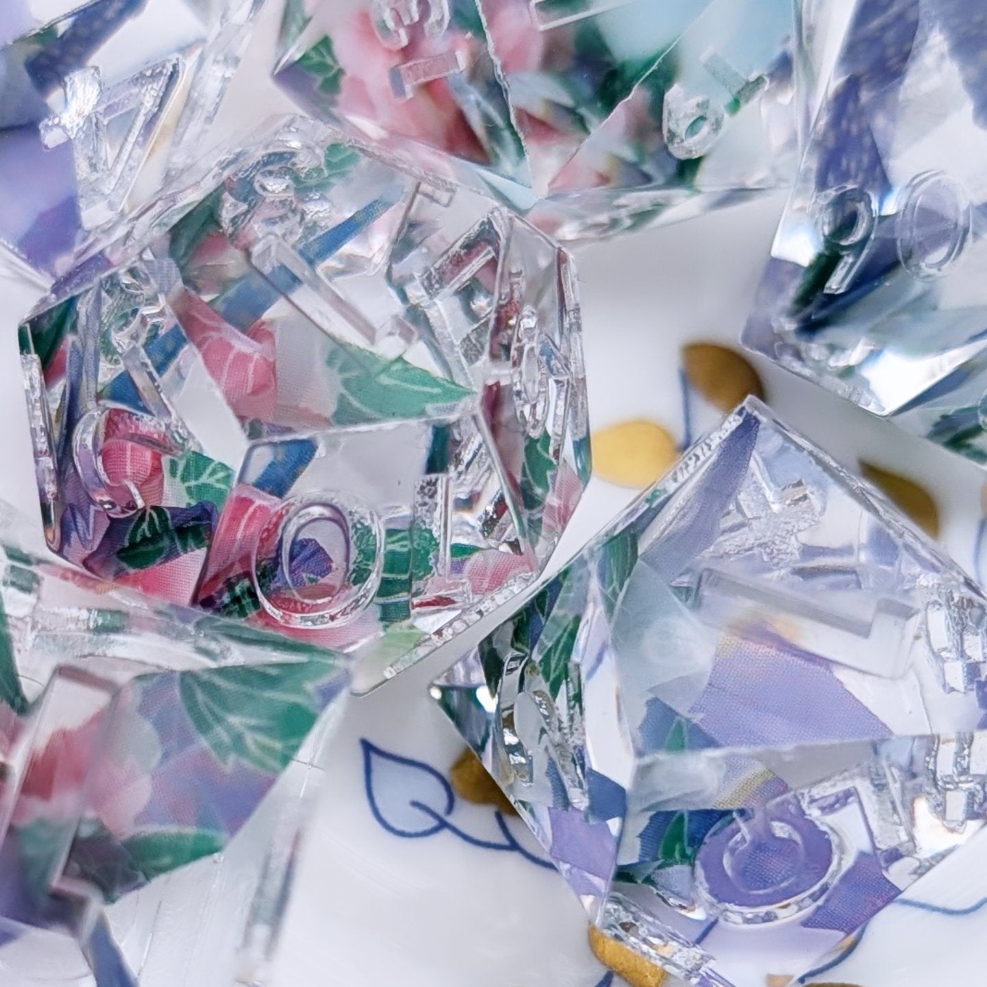 Origami Crane Purple Oasis Dice Set
