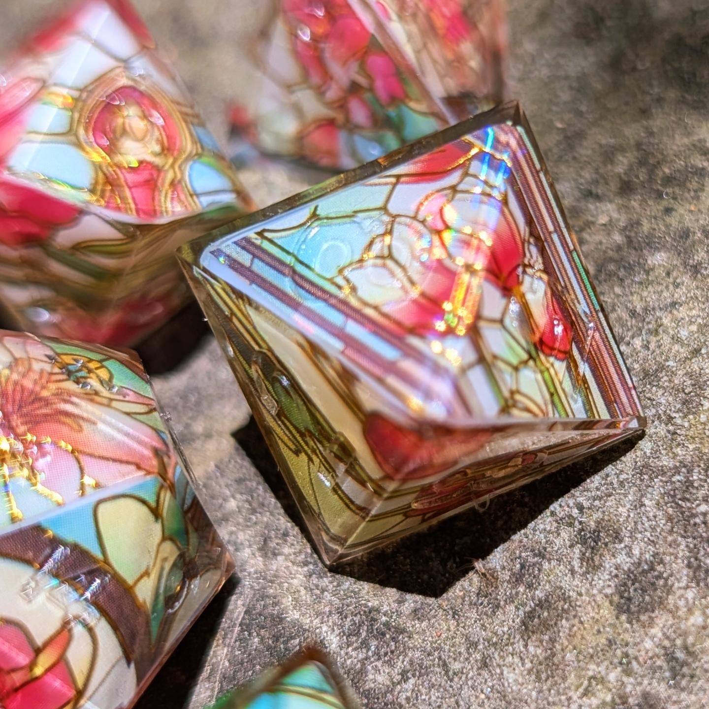 Red Tulips Stained Glass Washi Tape Dice Set