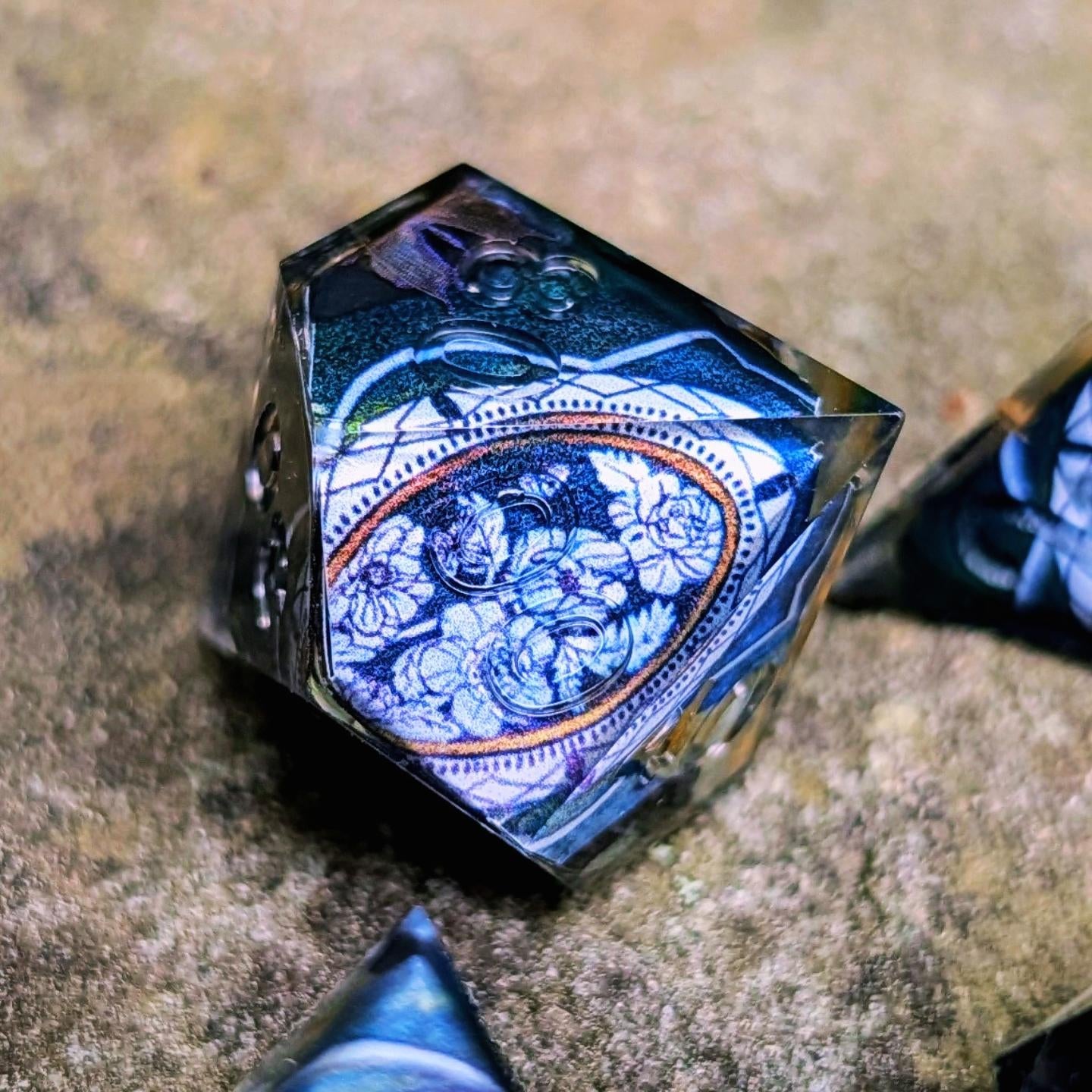 Gothic Flower Stained Glass Window 7pc Dice Set
