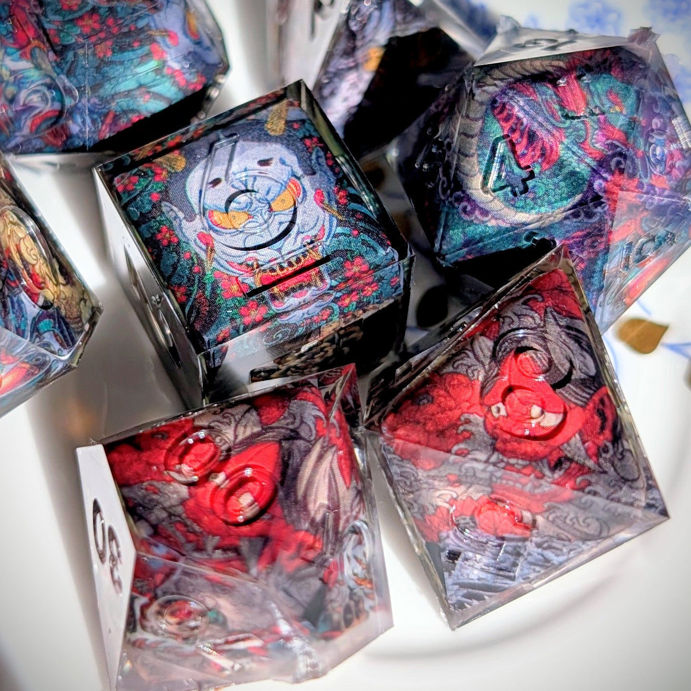 Dark Oni and Dragon Washi Tape Dice Set