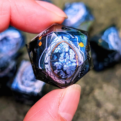 Gothic Flower Stained Glass Window 7pc Dice Set