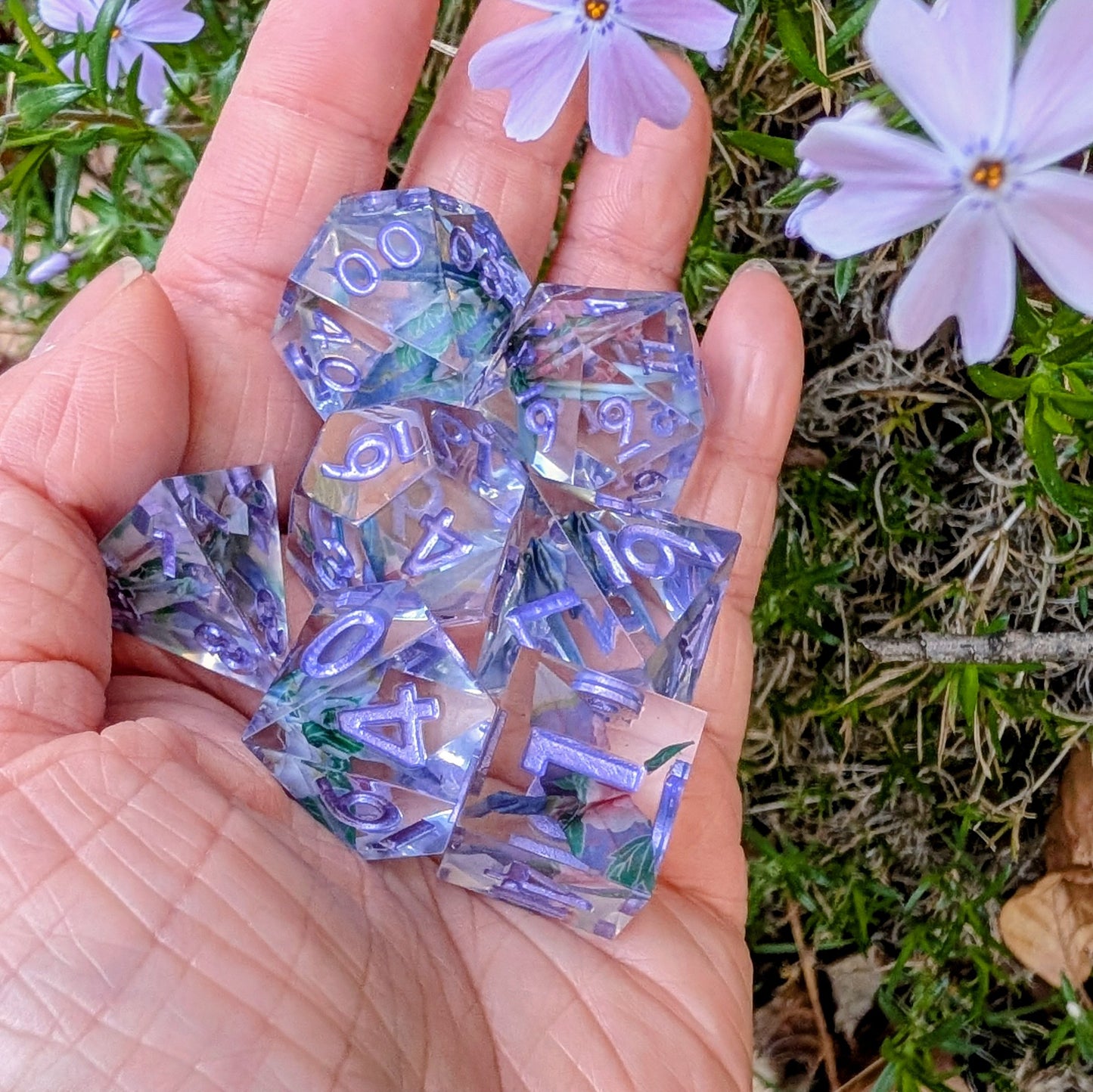 Origami Crane Purple Oasis Dice Set