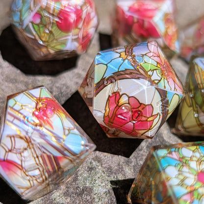 Red Tulips Stained Glass Washi Tape Dice Set