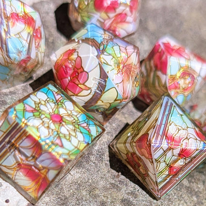 Red Tulips Stained Glass Washi Tape Dice Set