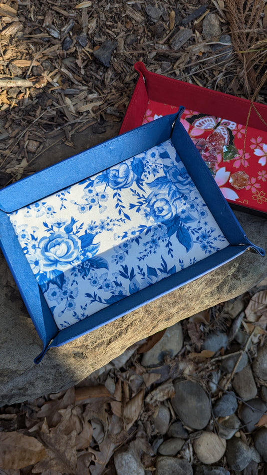 Porcelain Flower Fabric Velvet Dice Tray